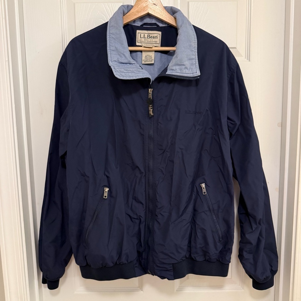 EUC Vintage L.L. Bean Contrast Chambray Lined Nylon Jacket